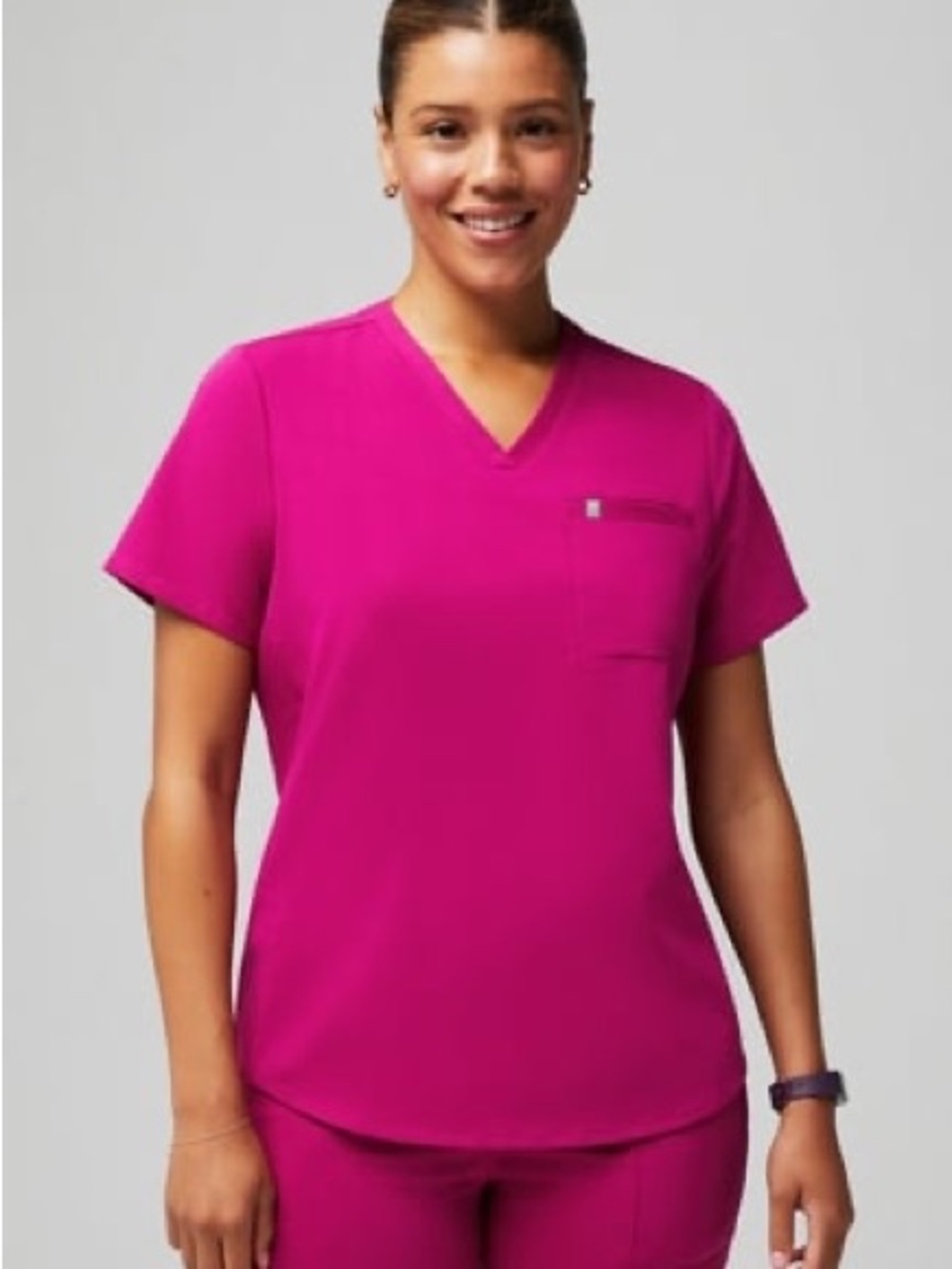 Fabletics Women's Short Sleeve V-Neck Top in Fuchsia